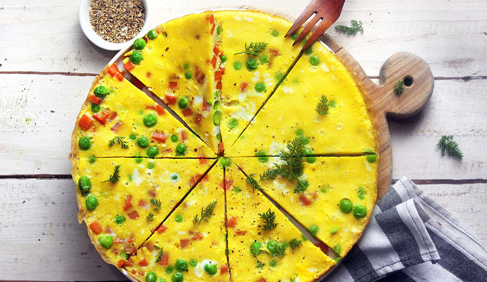 Frittata con piselli e carote