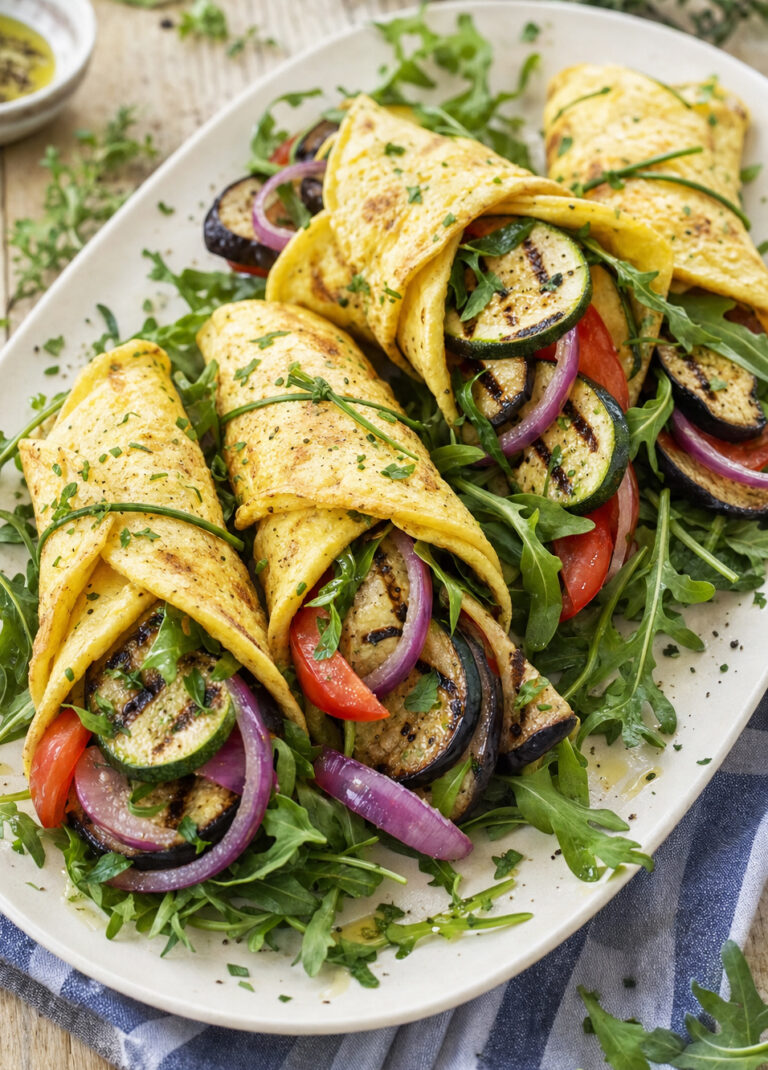 omelette-ratatuille Omelette ratatouille con rucola ed erbe