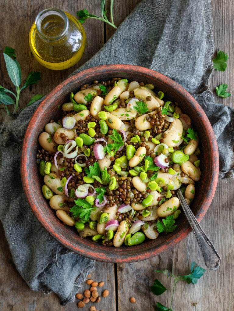Insalata di legumi e cipollotti