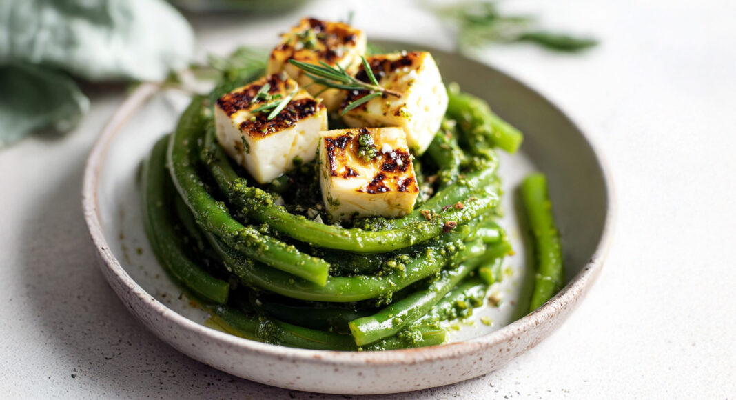 Nidi di fagiolini con feta arrosto