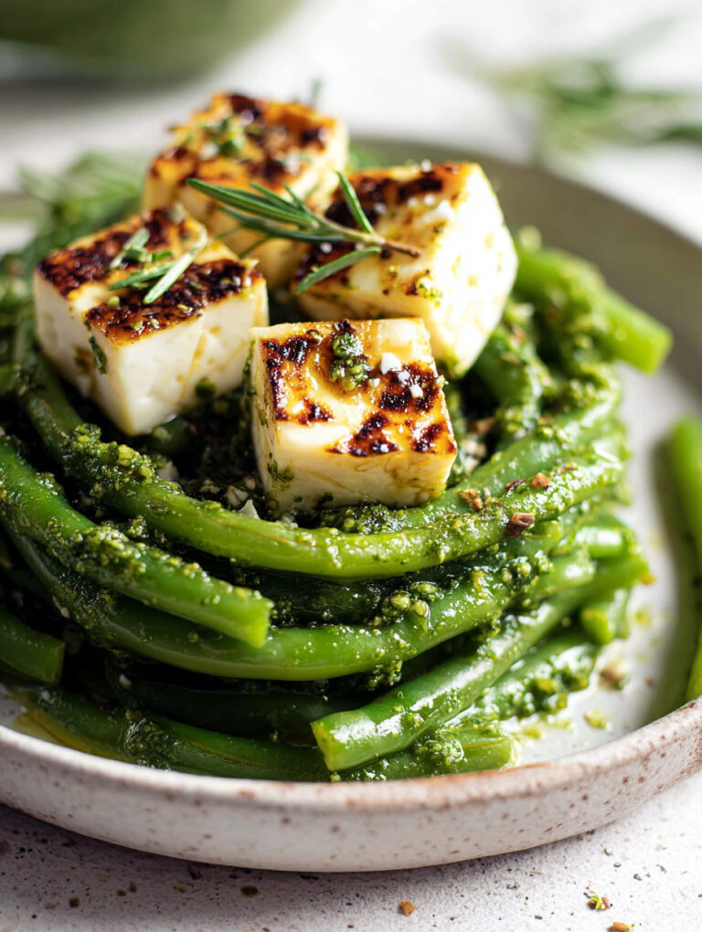 Nidi di fagiolini con feta arrosto