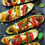 Zucchine veloci con peperoni e mozzarella