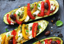 Zucchine veloci con peperoni e mozzarella