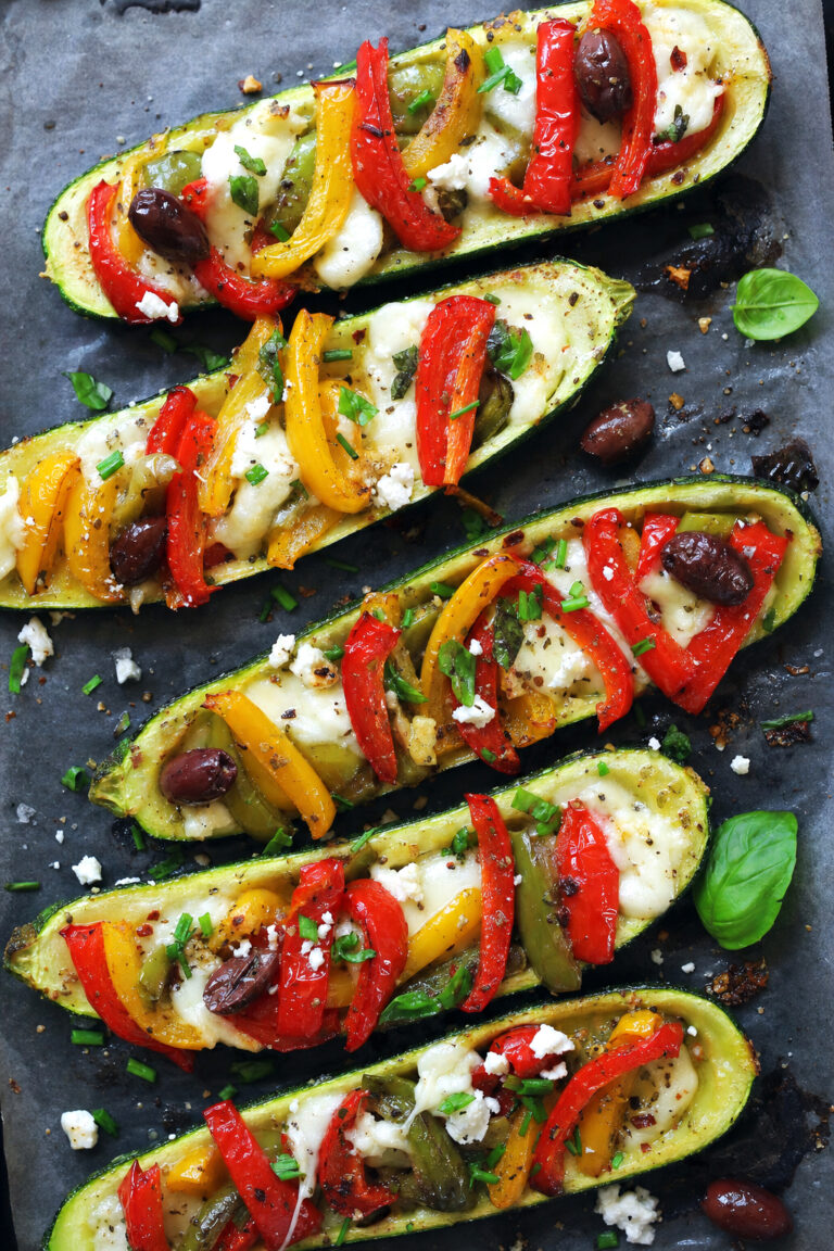 Zucchine veloci con peperoni e mozzarella
