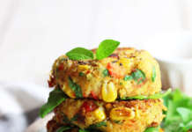 Burger di ceci, mais e verdure