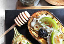 Melanzane arrosto con robiola e fichi