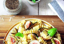 Pasta, zucchine zola e fichi