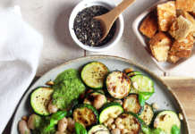 Zucchine e fagioli al pesto