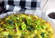 Tortilla di patate, cipolle e porri