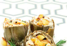 Carciofi ripieni di patate e crema al pecorino