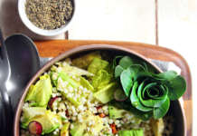 Insalata di sorgo, avocado, cipollotto, cicoria