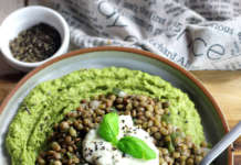 Lenticchie su crema di taccole