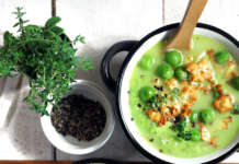 Crema di piselli, yogurt e feta