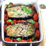 Melanzane su pomodorini al forno