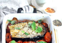 Melanzane su pomodorini al forno