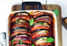 Teglia di pomodori, melanzane, cipolle