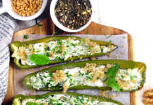 Peperoni verdi ripieni di caprino