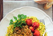 Cous cous alla curcuma con funghi gratinati