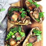 Melanzane con funghi e salsa verde