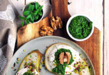 Pere, stracciatella e salsa verde