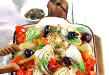 Finocchi, olive e pomodorini arrosto
