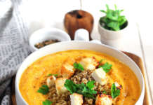 Crema di carote con feta e quinoa