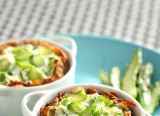 Gusci di patate con ripieno di ricotta e asparagi