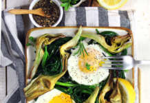Uova con agretti e carciofi