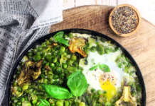 Vignarola su formaggio e polenta