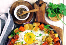 Uova con verdure affumicate