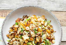 Insalata di grano saraceno con ceci, cavolfiore e zucca