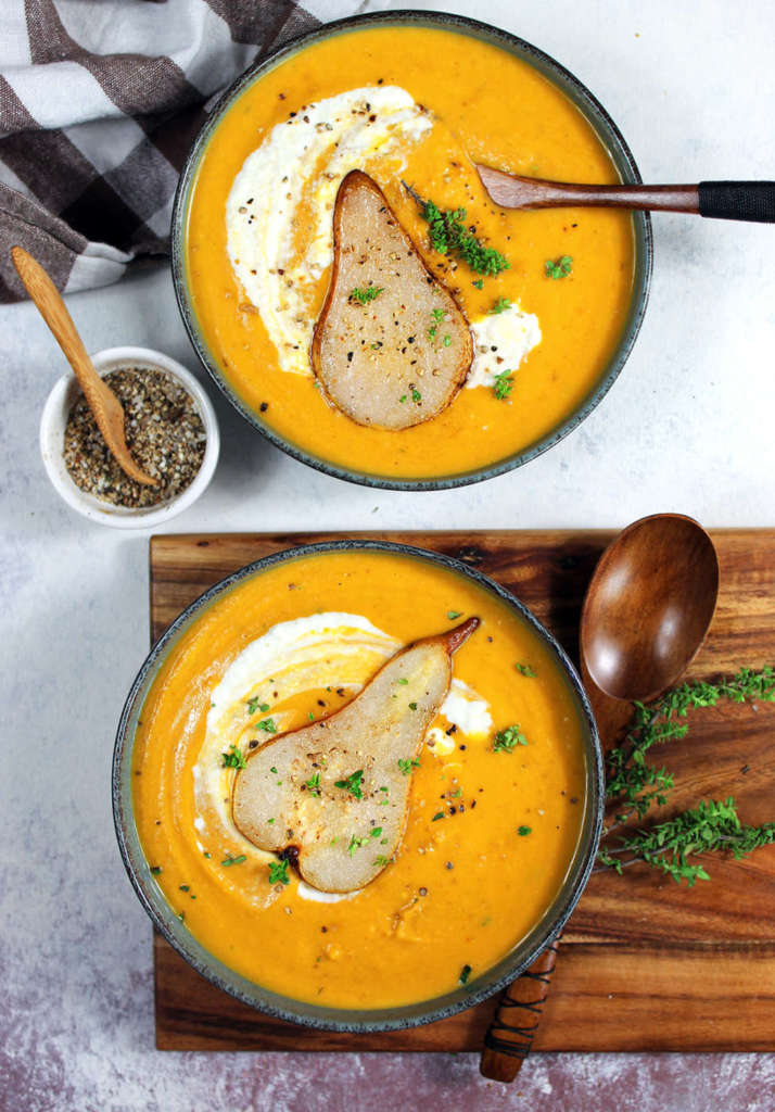 Vellutata vegan di porri e zucca