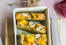 Plumcake integrale con zucca, fontina e cipolle rosse