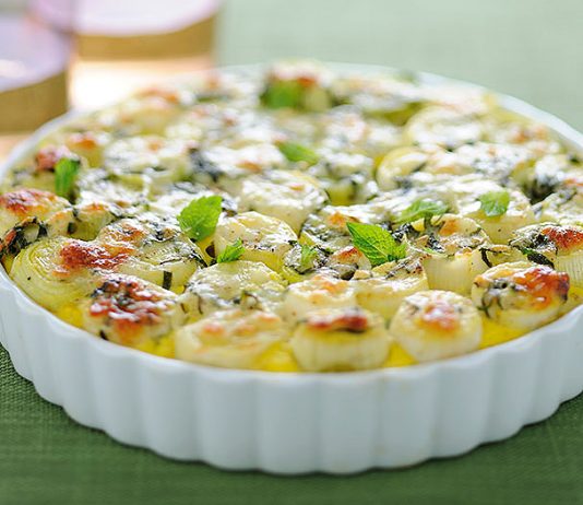 Tortino di porri e fontina alla menta