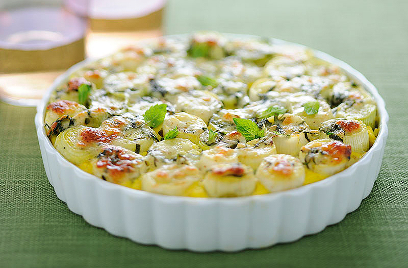 Tortino di porri e fontina alla menta
