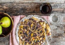 Mafalde con pere, radicchio rosso e olive nere