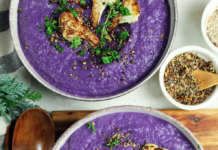 Vellutata di cavolfiore e cavolo cappuccio viola