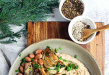 Finocchi e borlotti su hummus di fagioli