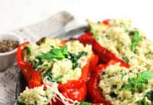 Peperoni ripieni di riso con brie e spinacino