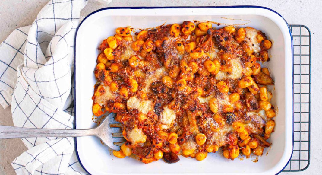 Gnocchetti gratinati in salsa di funghi porcini e lenticchie