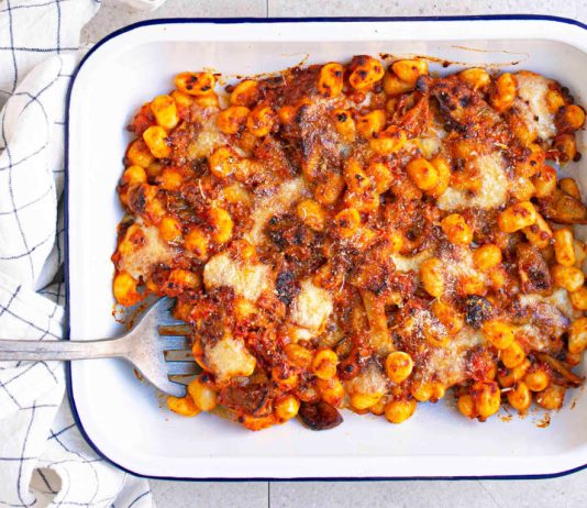 Gnocchetti gratinati in salsa di funghi porcini e lenticchie