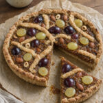 Crostata d'uva, frutta secca e composta di fichi