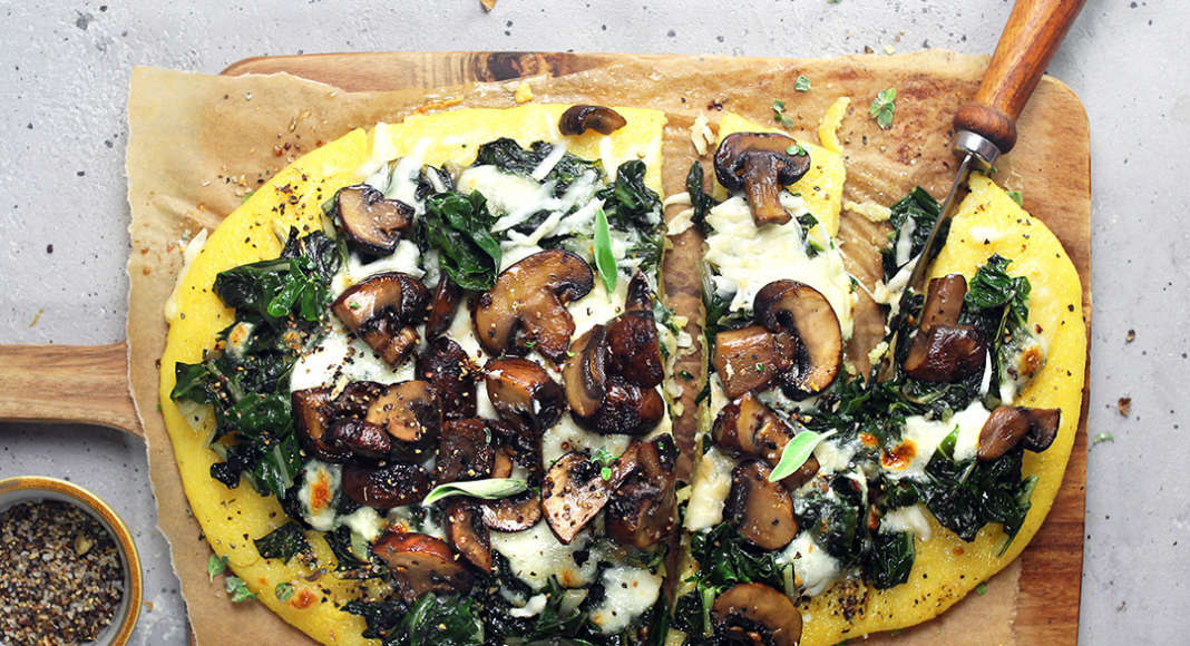 Polenta farcita con bietole, mozzarella e funghi