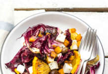 Insalata all'arancia con radicchio, zucca e quartirolo