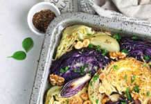 Teglia di cavoli, verze e cipolle al forno