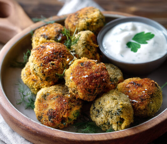 Crocchette di patate e cicoria con crema di kefir