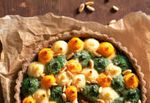 Quiche al grano saraceno con patate dolci, porri e bietole