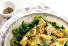 Carciofi in padella con pesto di cime di rapa