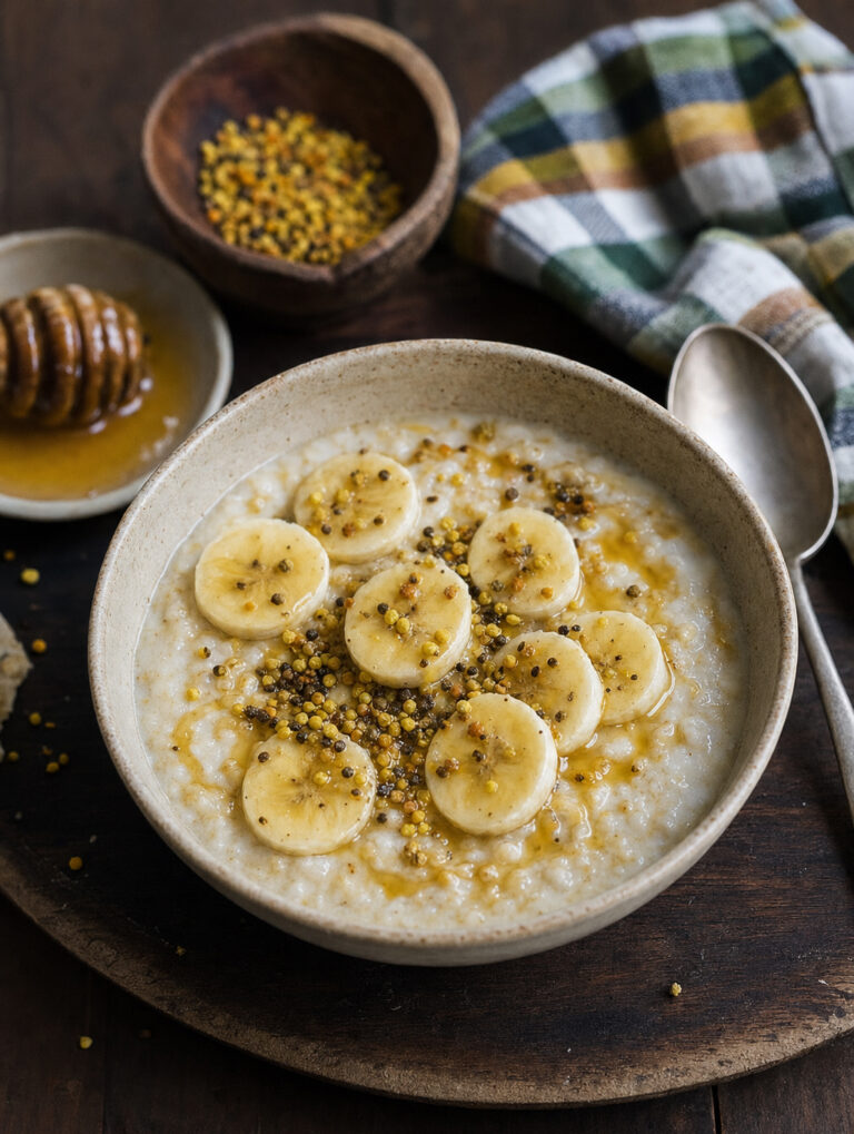 porridge-avena-banana Porridge di avena con banana, miele e polline