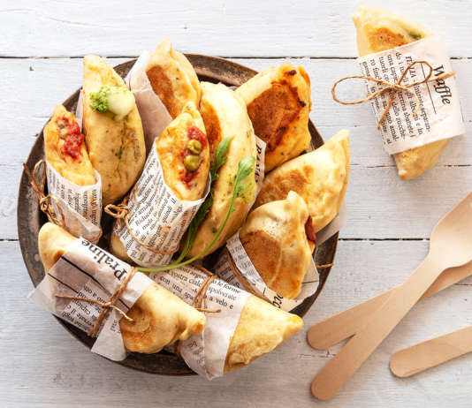 Panzerottini in padella con doppia farcia alla rucola o ai piselli